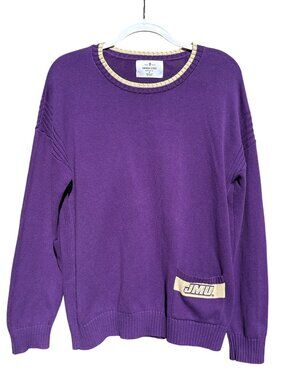 JMU‎ Purple & Cream Cotton Knit Sweater By Emerson Street M